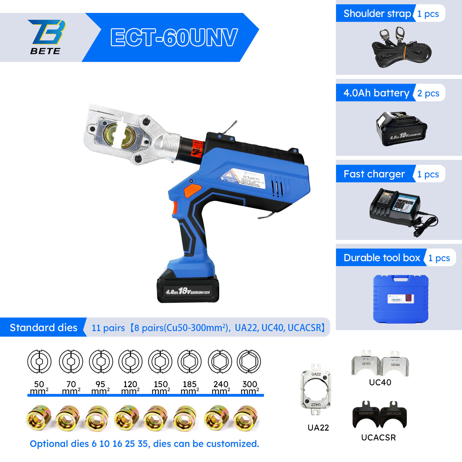 ECT-60UNV Multi-functional Battery Cable Crimper 6t