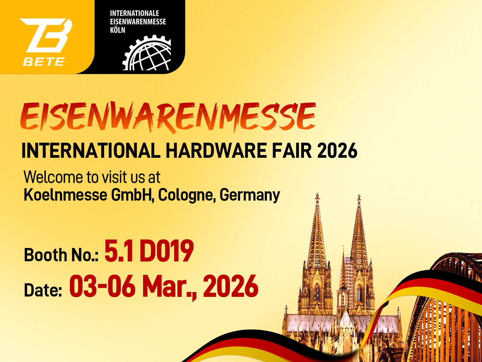 Bete Will Exhibit at International Hardware Fair Cologne 2026