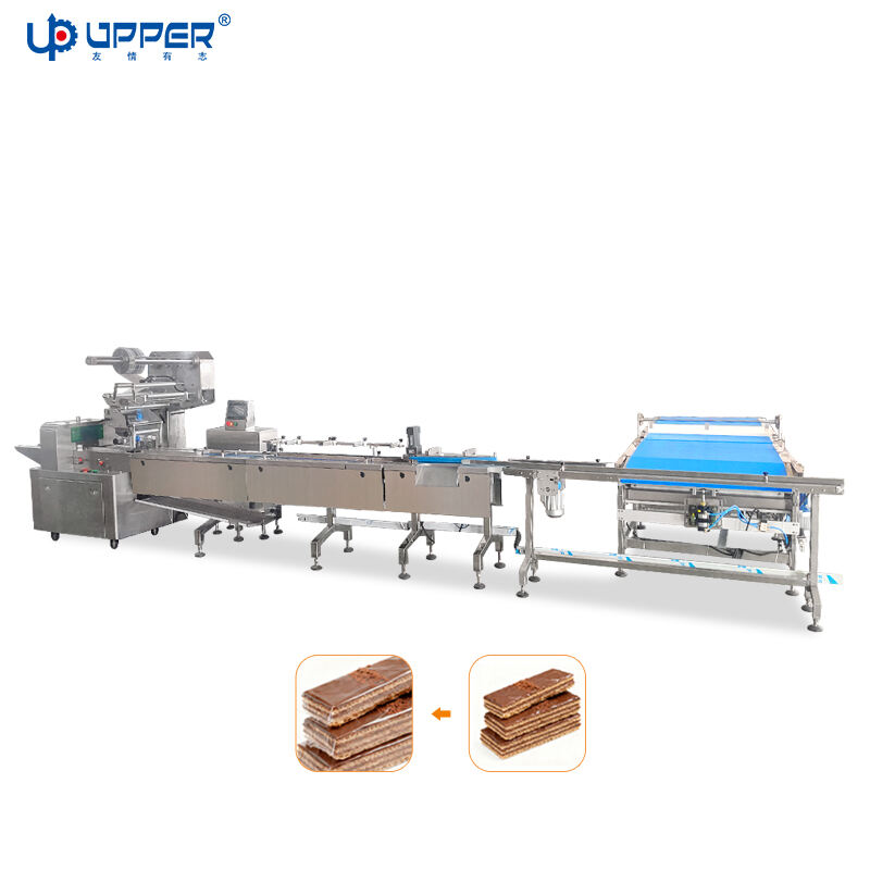 Automatic Chocolate wafer packing machine Lift up feeding conveyor packaging line