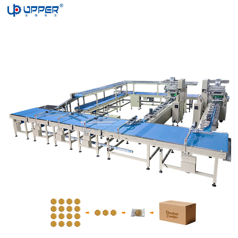 One to two automatic cookie Packaging line with box End conveyor line