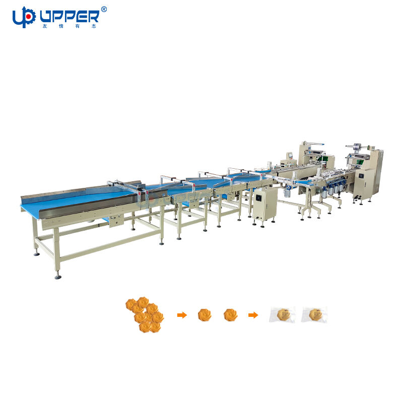 Volledig geautomatiseerde voedingsmiddelenverpakkingslijn voor koekjes, cupcakes en koekjes