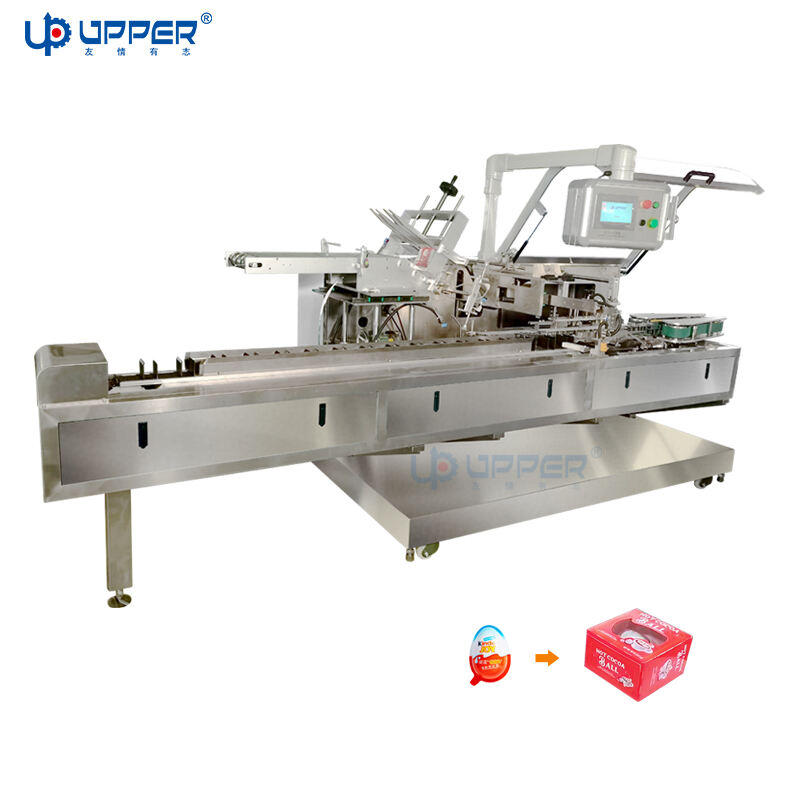 Juguetes en forma de huevo Máquina automática de horizontal cartoning Equipada con dispositivo de codificación de estampado en acero