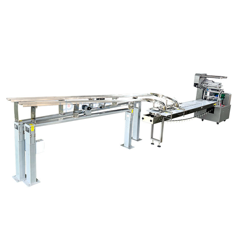 Automatische stapel- en verpakkingsmachine met 2 voeders voor ronde koekjes