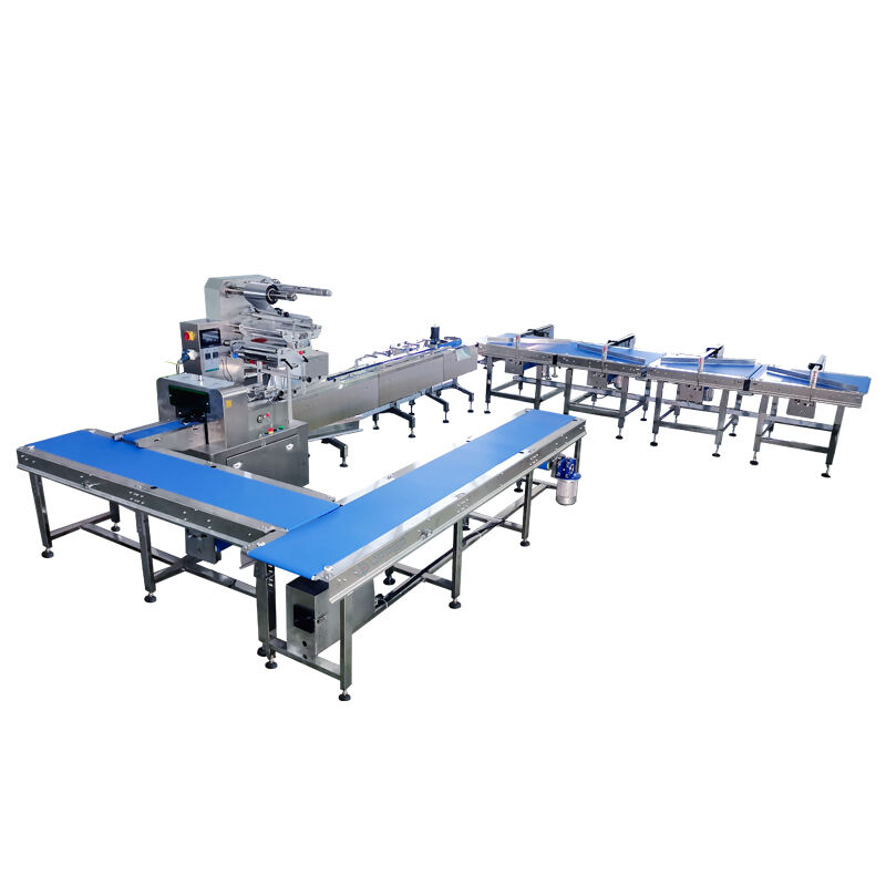 360 degree turning thin pancake automatic sorting and packaging line waffle bread Rice Cake packing machine