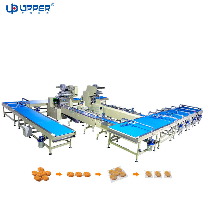 Cookie cheese 1-to-2 Automatic Feeding Packaging Line Equip Rear end packing conveyor Biscuit Flaky pastry packing machine