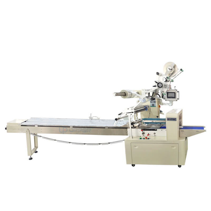 UPB-450 automatic labeling pillow packaging machine for bread  roti French baguette packing