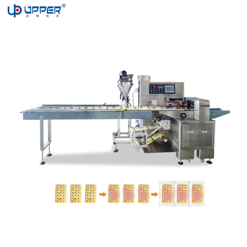 Automatic chili powder spreading and packaging machine, large food and snack pillow packaging machine