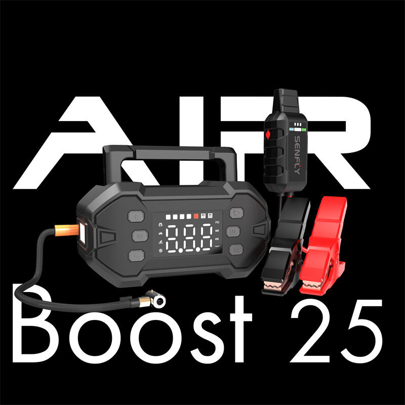 SENFLY Boost T25:  SENFLY T25 2-in-1 Jump Starter with Air Compressor, 1600A 12V Portable Battery Booster (Up to 8.0L Gas/6.0L Diesel), 150PSI Tire Inflator with Auto Stop