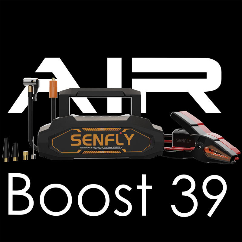 SENFLY Boost T39:  SENFLY T39 2-in-1 Car Battery Jump Starter Air Compressor 1600A 12V Portable Battery Booster (Up to 8.0L Gas/6.0L Diesel) 150PSI Tire Inflator with Auto Stop