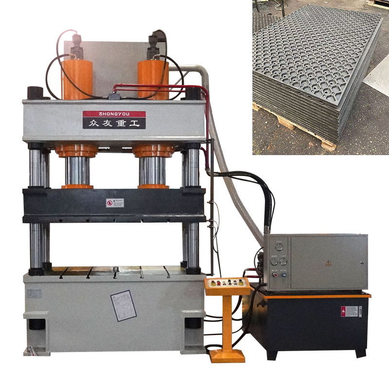 Hydraulic press for molded rubber saddle pads