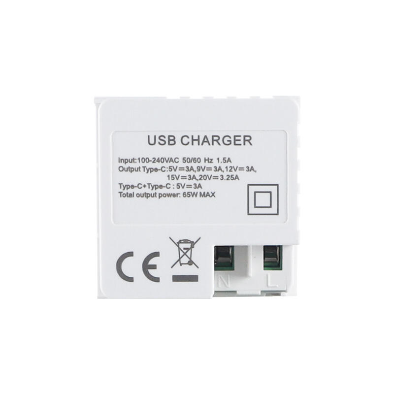 65W Dubbele Port Type C+C met PD Modulaire USB Oplader Socket F21-QC8