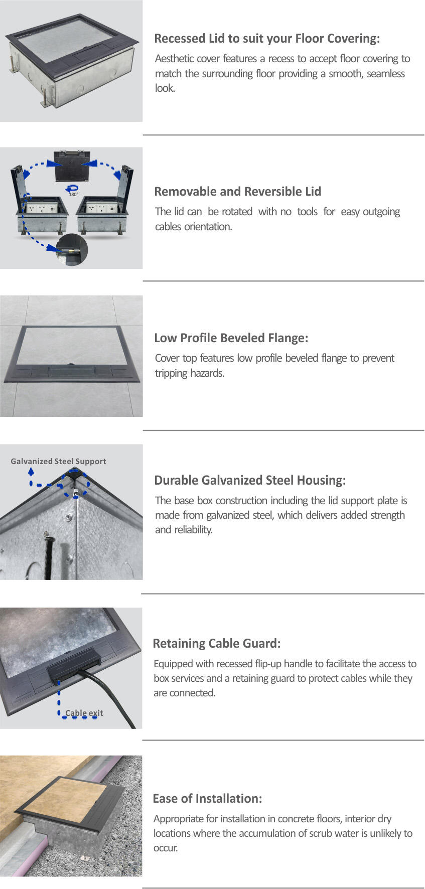 SCF-245C Series Integrated Floor Outlet Boxes factory