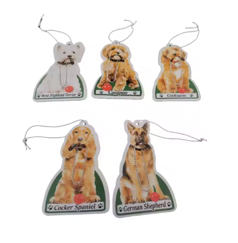 कस्टम कार एयर फ्रेशनर - पैकेजिंग के साथ पर्सनलाइज्ड सेंटेड कार्ड