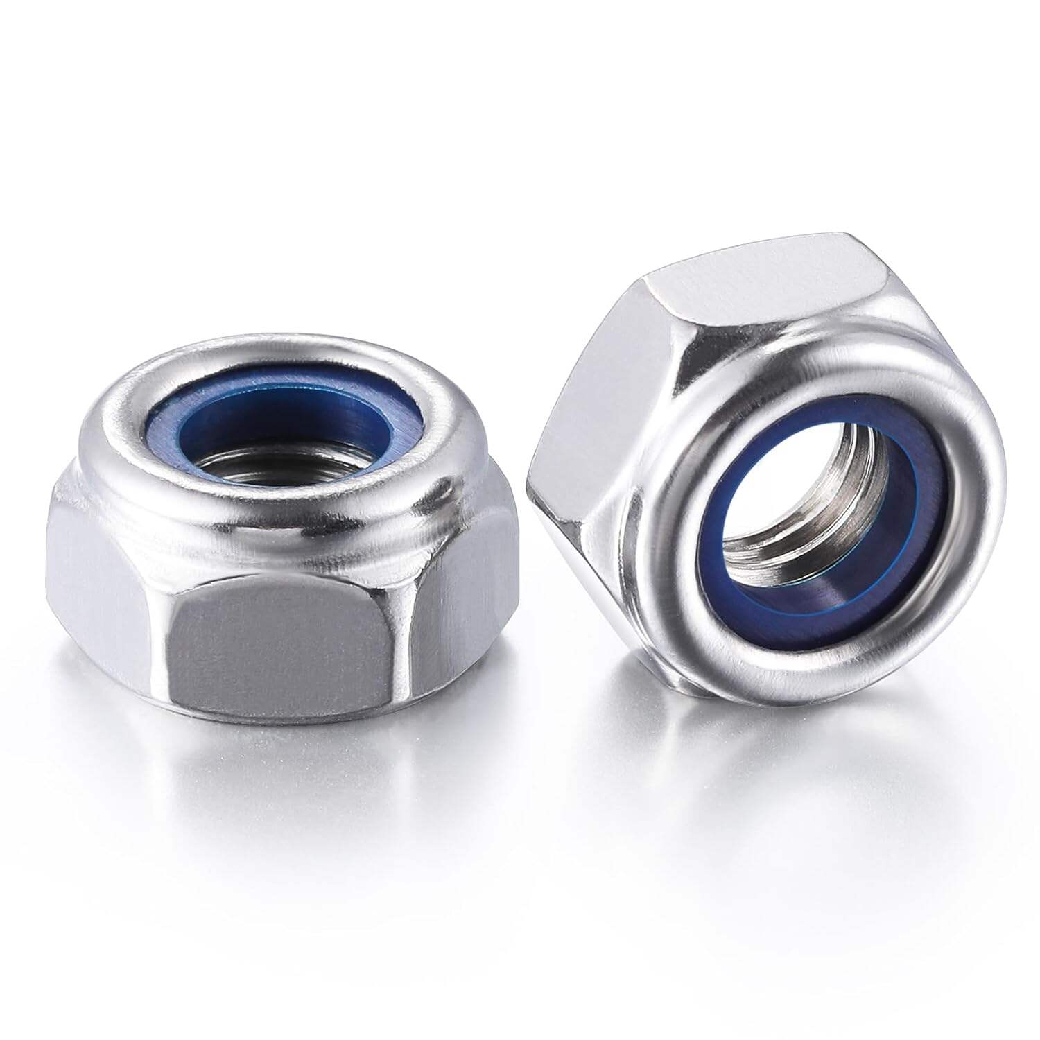 Nylon Inserted Hex Lock Nuts 304 Stainless Steel Silver