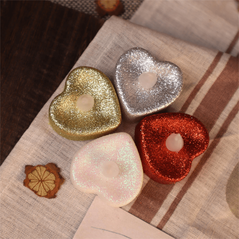 glitter Love Shape Tea Light Festival Decorative Candles