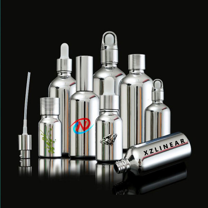 Manufacturer wholesale 5ml 10ml 15ml 20ml 30ml 50ml 100ml luxury silvery pited dropper glass essential oil bottle 