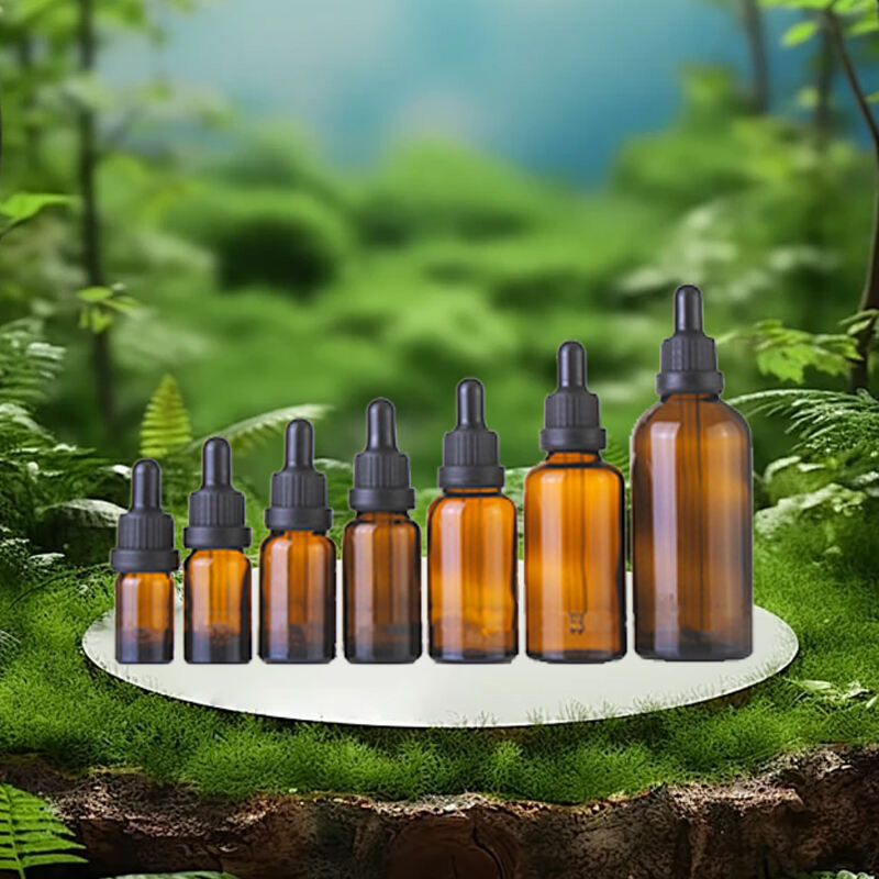 5ml 10ml 15ml 20ml 30ml 50ml 100ml brown oil bottle with flower basket lid