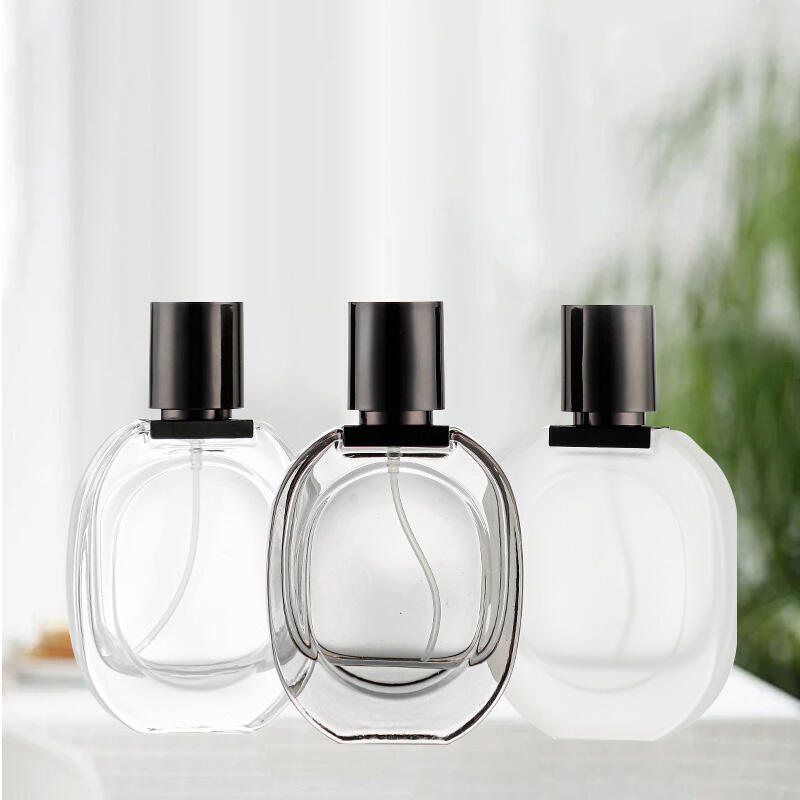 Wholesale 30ml empty high quality clear spray perfume bottle with black cap