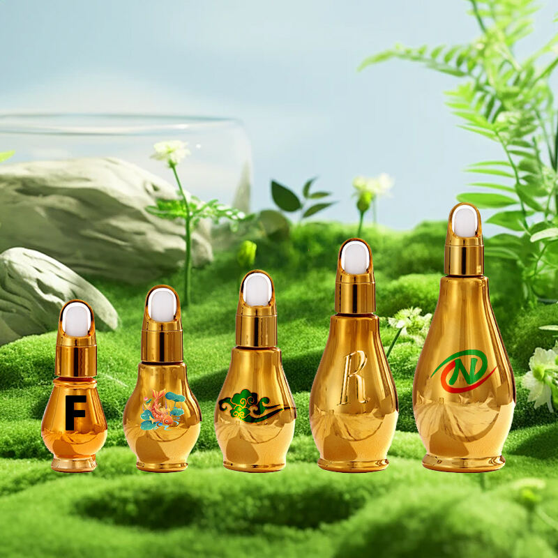 Custom 10ml 20ml 30ml 50ml 100ml new spray gold plated glass single gourd dropper essential oil bottle