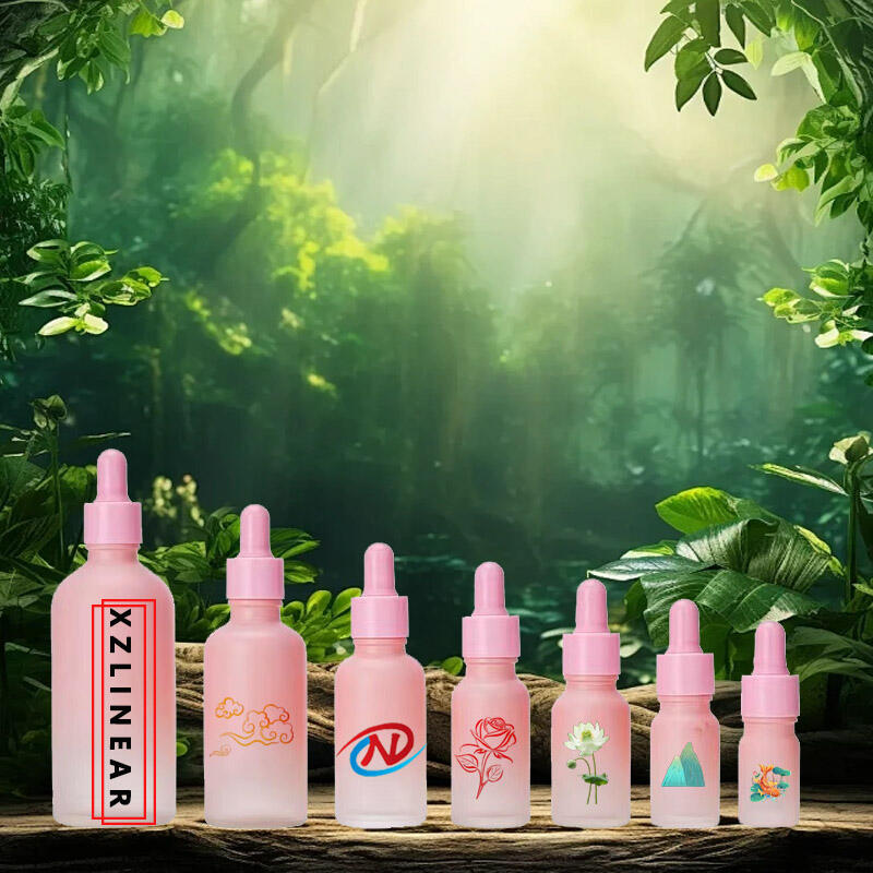 customized 5ml 10ml 15ml 20ml 30ml 50ml 100ml round empty gradient pink essential oil bottle