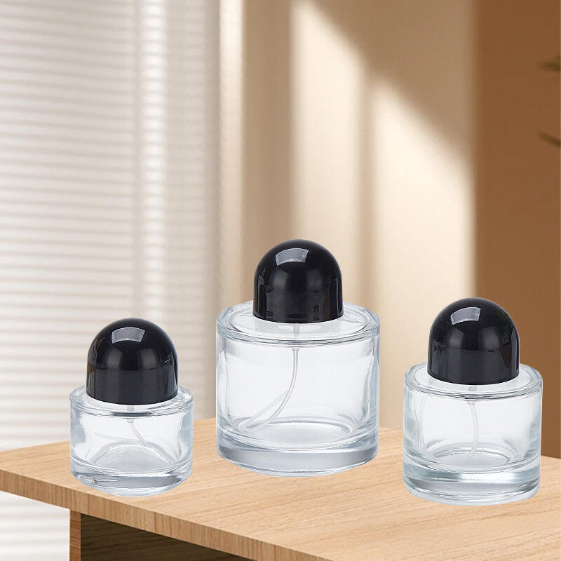 Wholesale 30ml Round Perfume Glass Bottle Empty 30 ml Transparent Glass Perfume Spray Bottle with White Lid