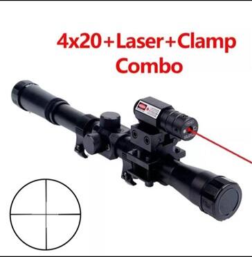 Hunting 4x20 Scope Long Range Optics Scope With Red Laser for Outdoor Camping