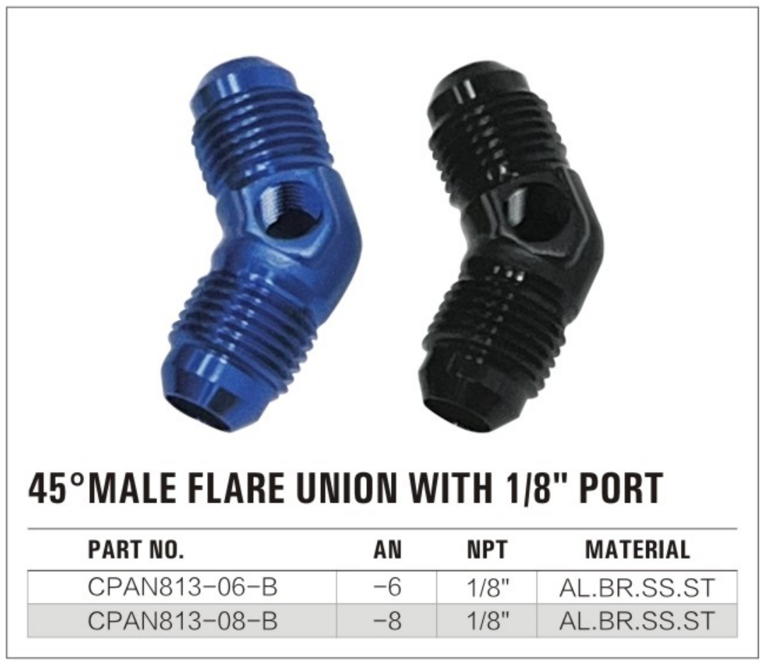 45° Male AN Flare Fitting with 18 NPT Port supplier