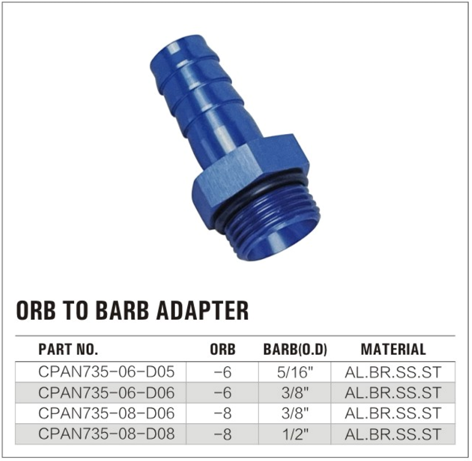 735 Male ORB to Barb Adapter supplier