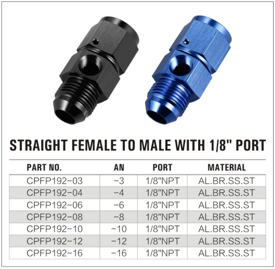 192 Female to Male AN Adapter with 18 NPT Port details