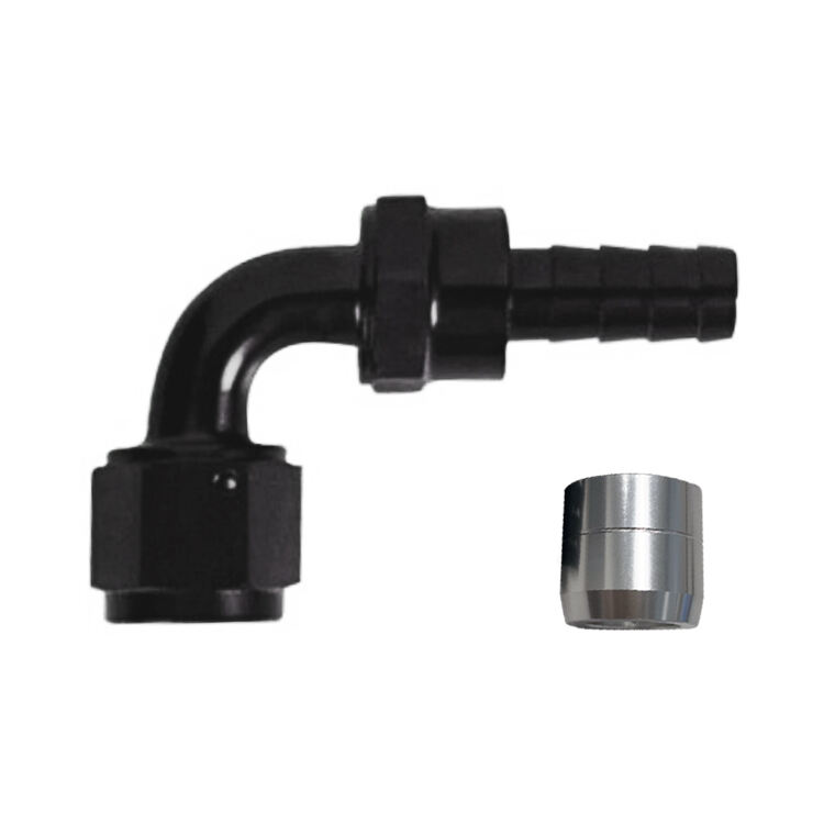 90° Crimp Fittings for Rubber Hose