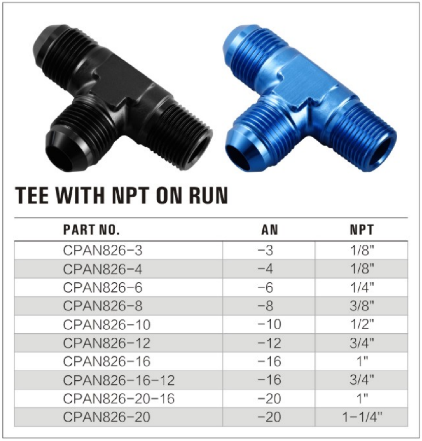 Male AN Flare Tee with NPT on Run supplier