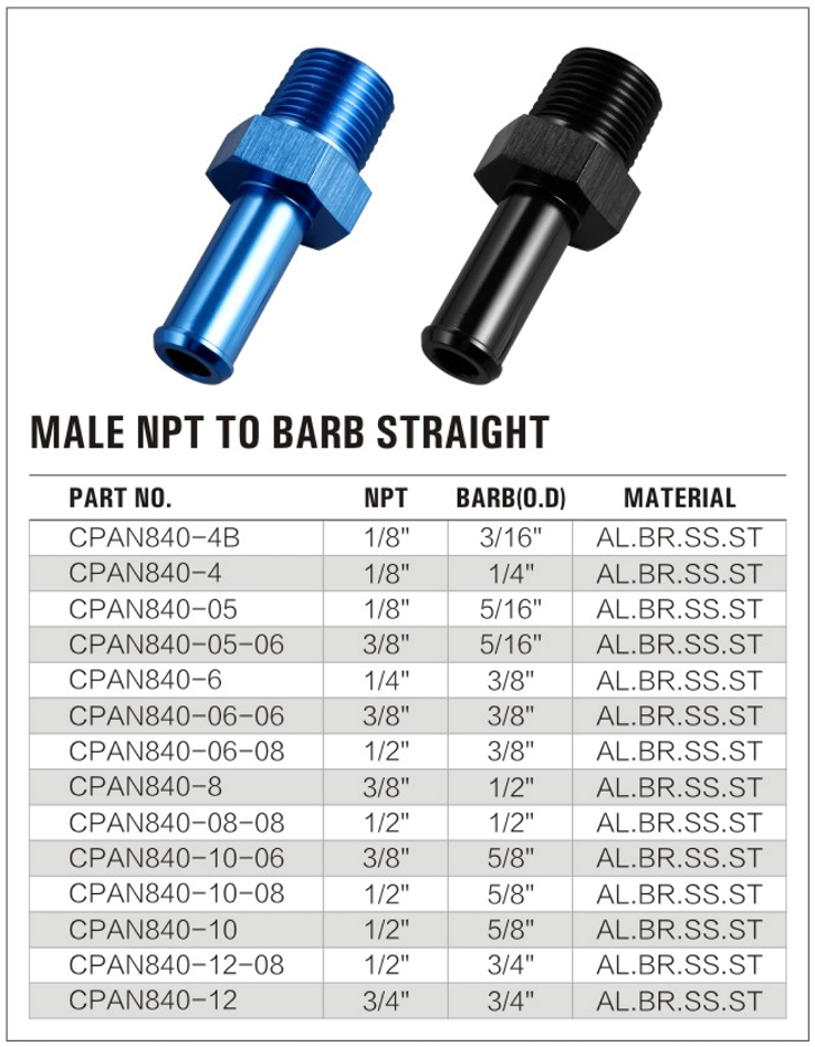 Straight Male NPT to Barb Fitting supplier