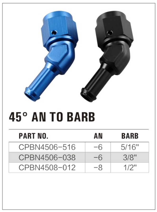 45° Female AN to Barb Fitting supplier