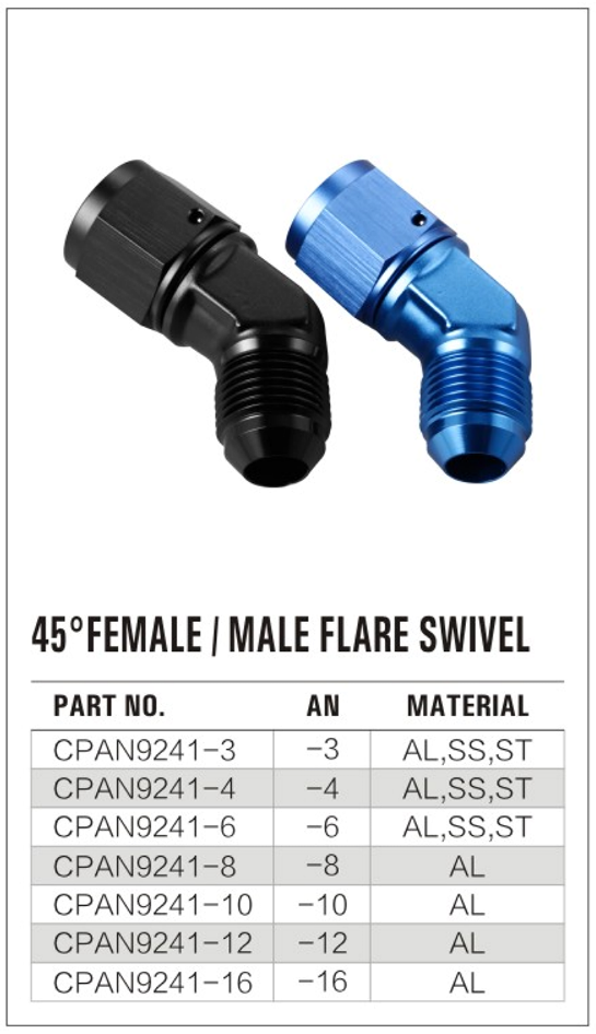 45° Male to Female AN Fitting manufacture