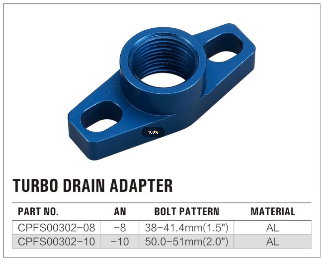 AN8 Turbo Drain Adapter details