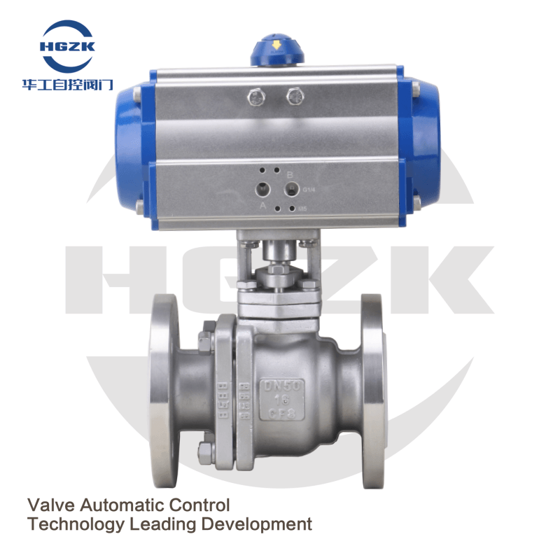 Q644/5F46-16P Pneumatic Tree Fluorine Stainless Steel Flange Ball Valve