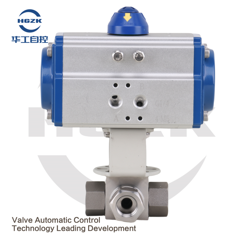 Q614/5F-320P Pneumatic High Pressure Three-Way Internal Threaded Ball Valve