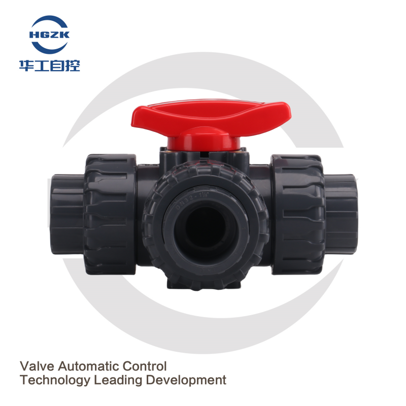 UPVC Double Union Three-Way Threaded Ball Valve