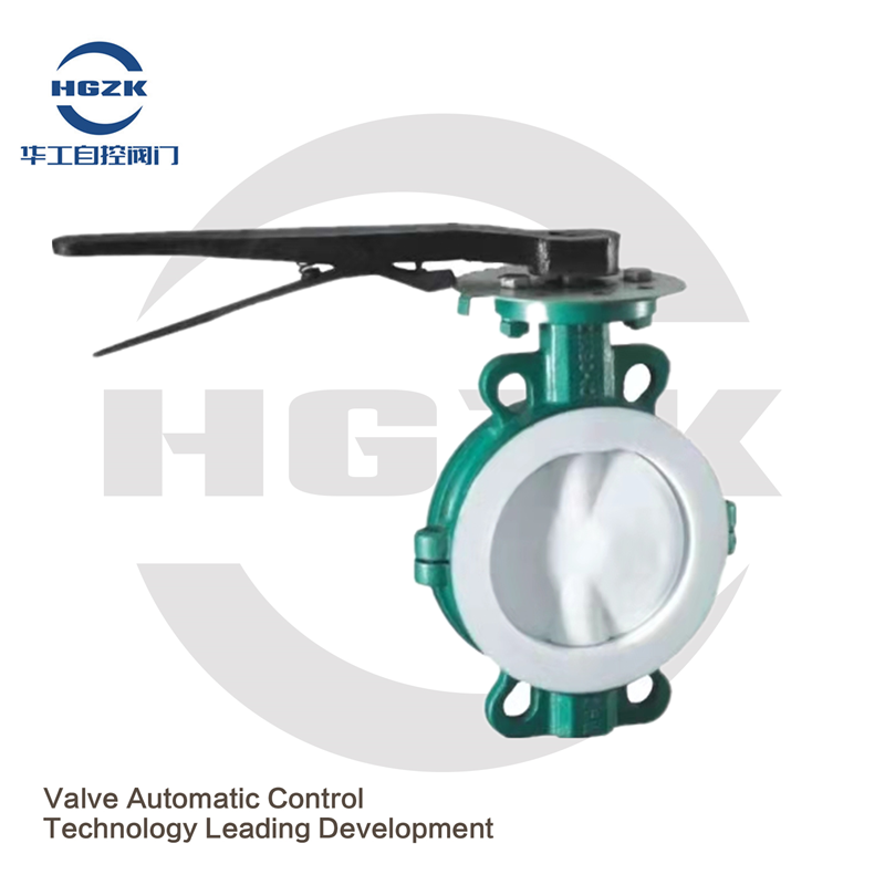 Manual fluorine lined wafer butterfly valve D71F4-16C