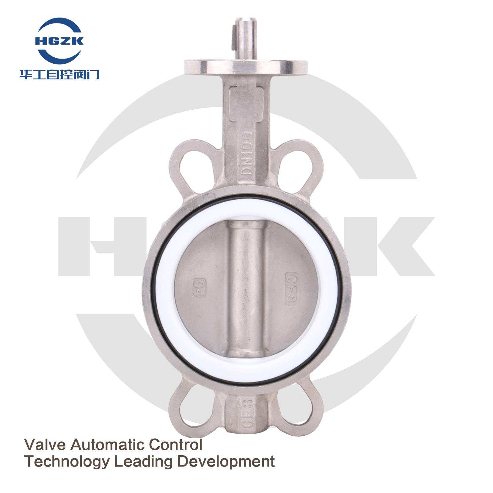 D71X-16P stainless steel PTFE wafer butterfly valve