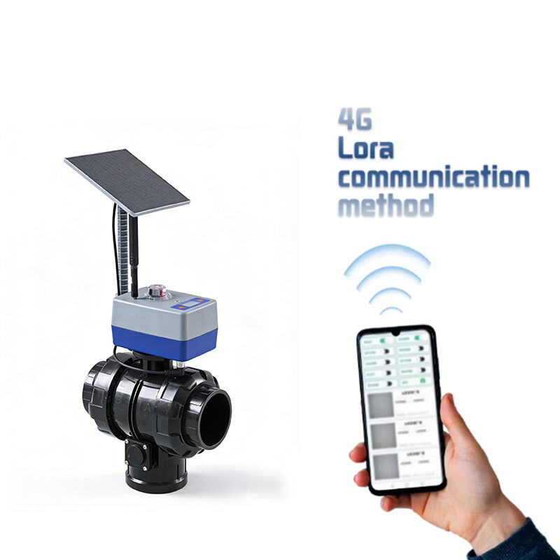 صمام كهربائي ذكي يعمل بالطاقة الشمسية صمام فراشة ثلاثي الاتجاه التحكم عن بعد عبر الهاتف المحمول للري الزراعي