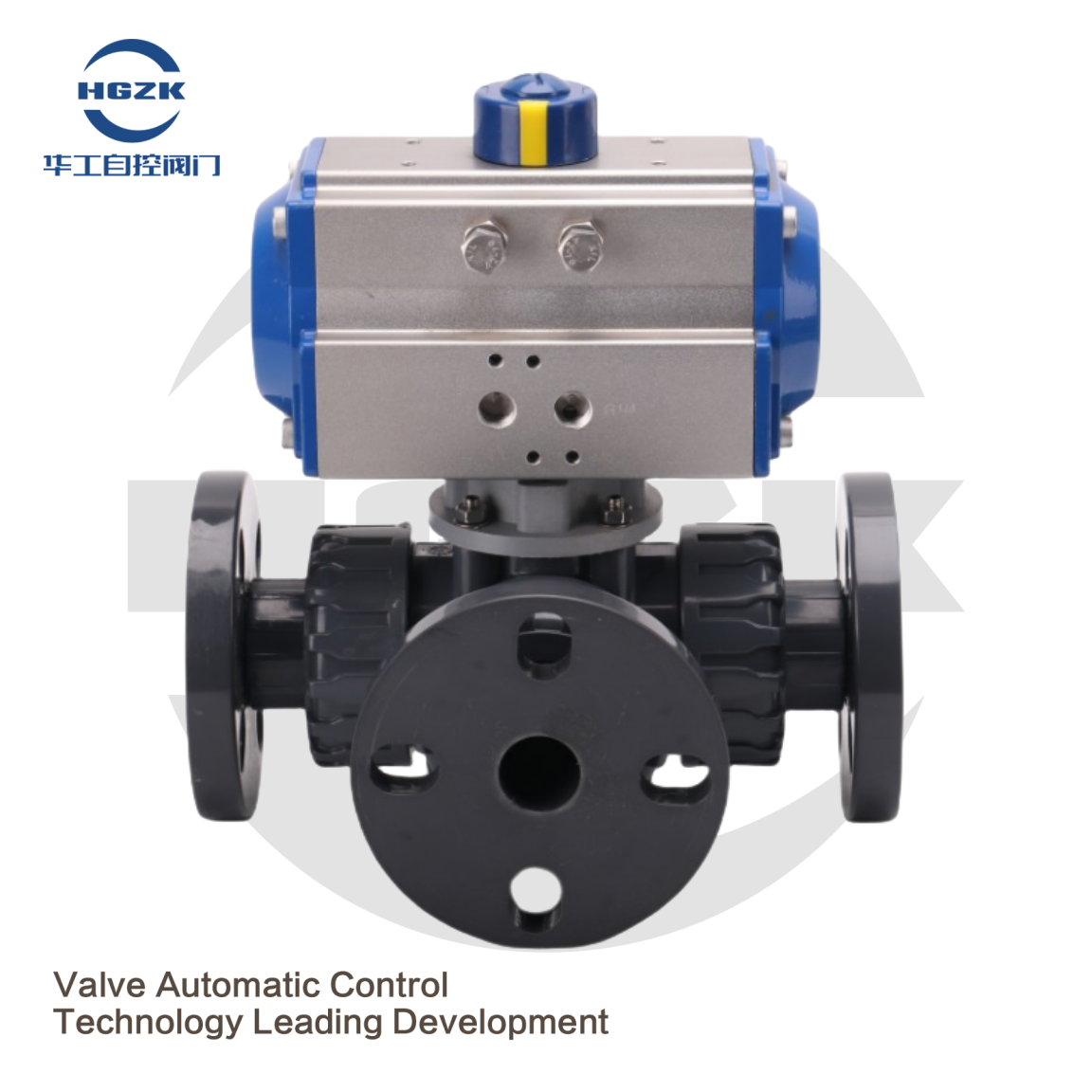 Q644/5F-10S Pneumatic Three-Way Flange Plastic Ball Valve