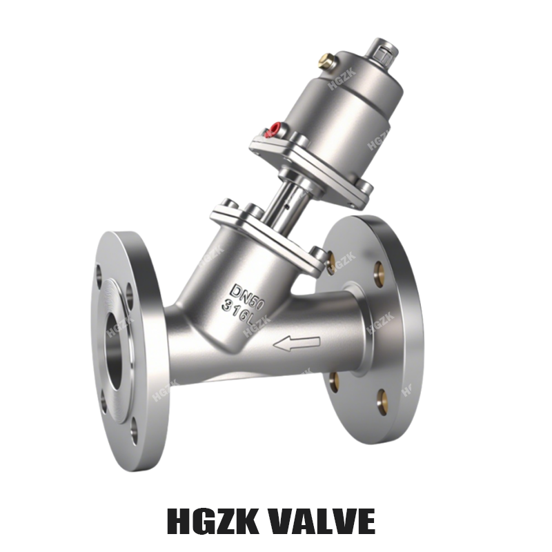 All Stainless Steel Y-Type Pneumatic Flange Angle Seat Valve