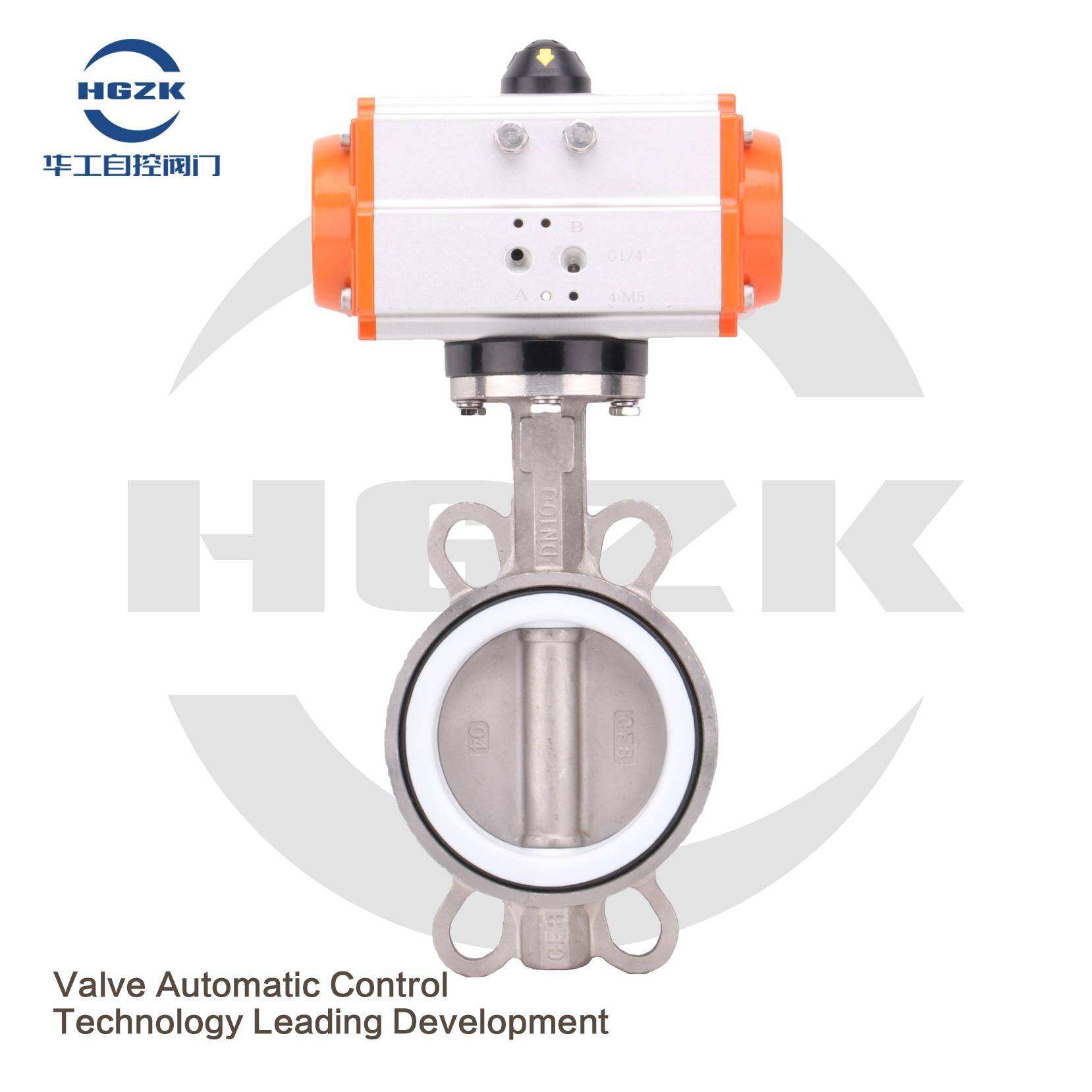 D671F-16P Pneumatic Wafer All Stainless Steel PTFE Butterfly Valve