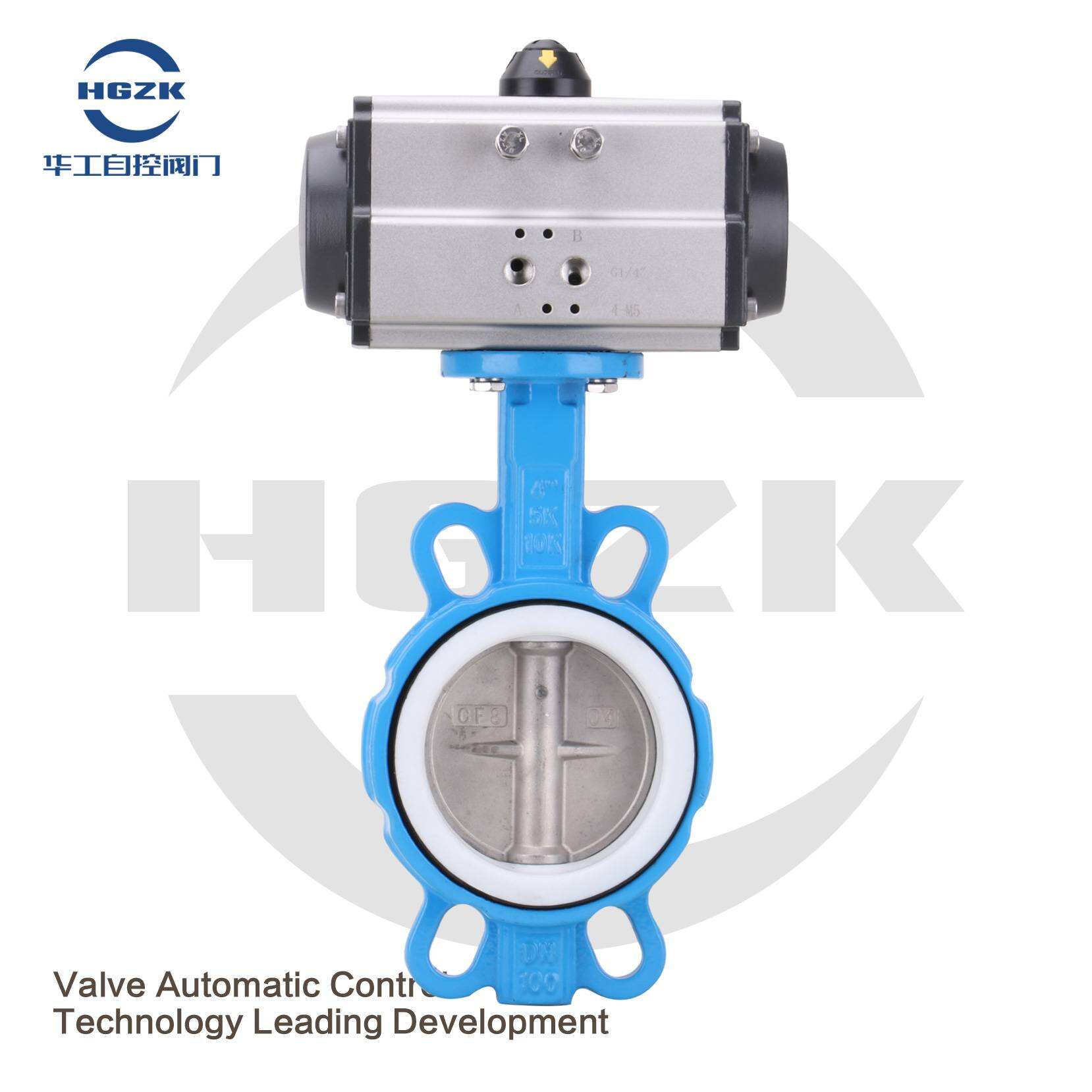 D671F-16Q Pneumatic PTFE Stainless Steel Plate Wafer Butterfly Valve