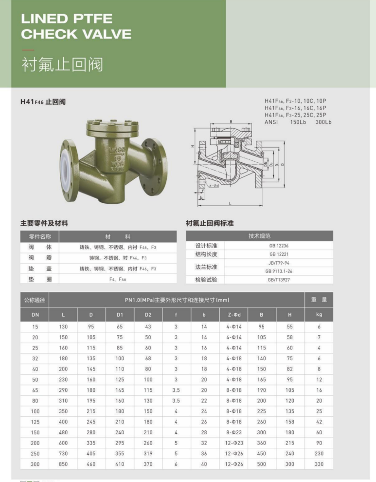 Fluorine Lined Check Valve factory