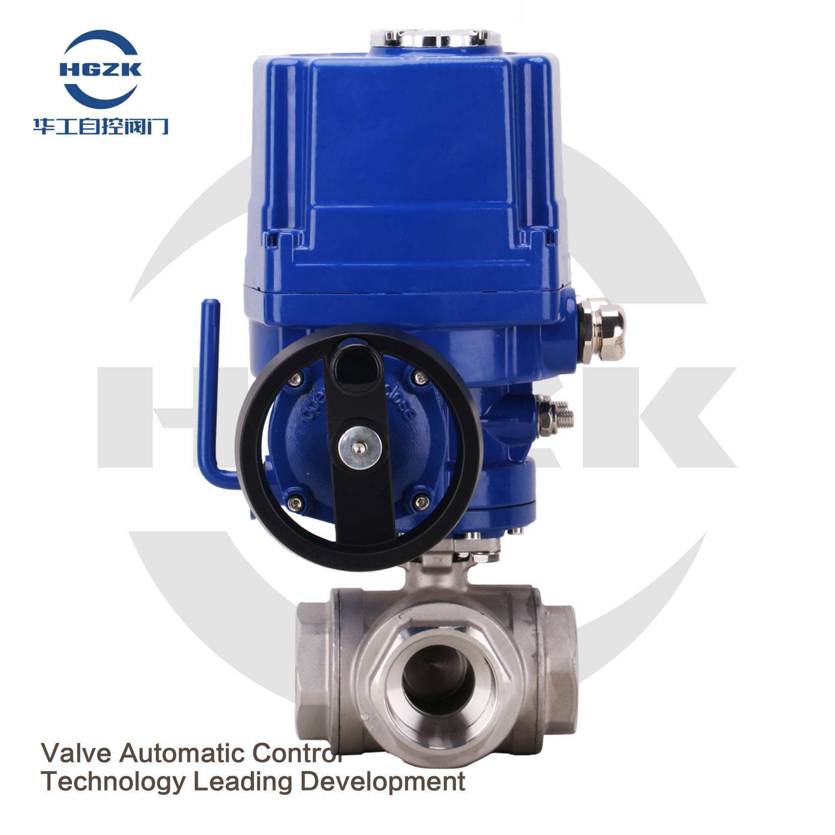 Q914/5F QT explosion-proof electric threaded three-way ball valve