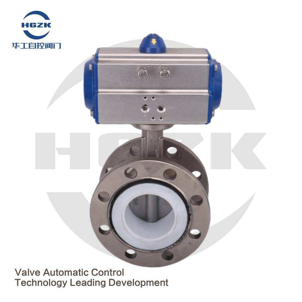 D641F-16P Pneumatic Stainless Steel PTFE Flange Butterfly Valve