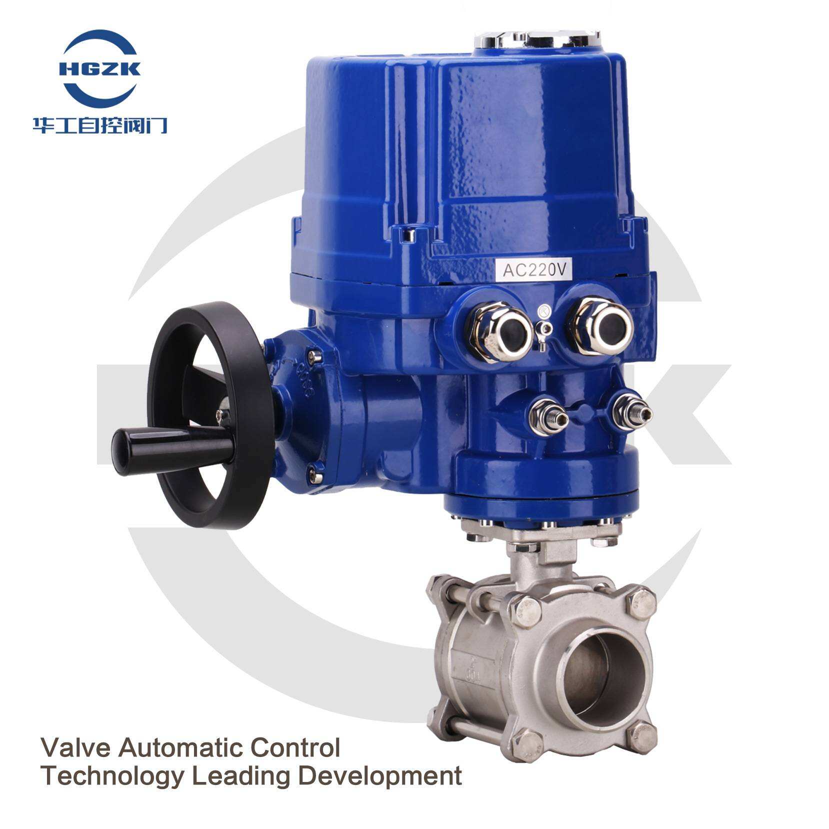 Q961F-16P QT explosion-proof electric three-piece welded ball valve