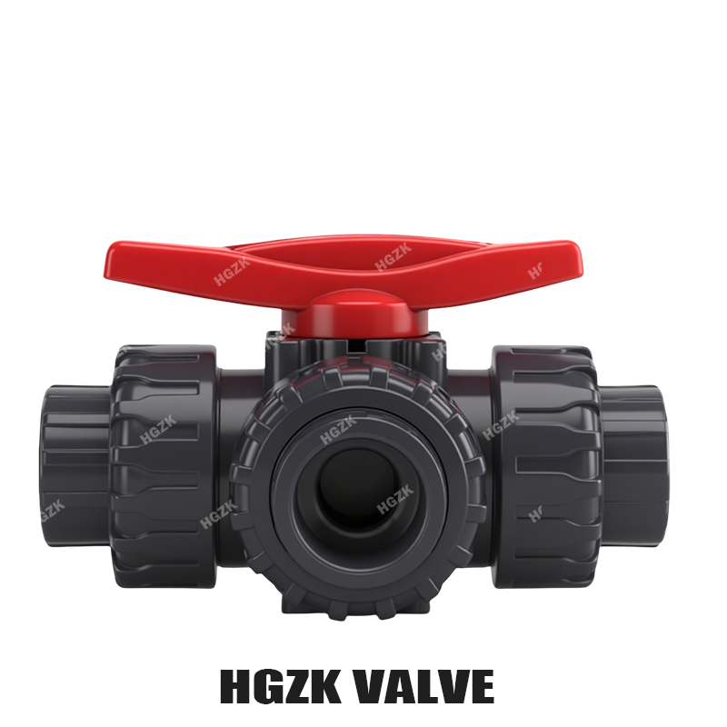 UPVC Double Union Three-Way Threaded Ball Valve